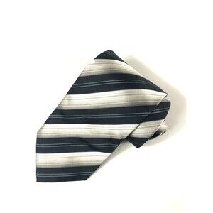 ROBERTO VILLINI Collezione Men's 100% Silk Necktie Striped Grey/Blue/Silver